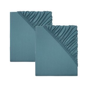 Sada žerzejových napínacích prostěradel, 90-100 x 200 cm, 2dílná, tmavě modrá