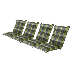 Sada potahů na židli / křeslo Valencia, 97 x 47 x 8 cm, 4dílná, káro / zelená / šedá