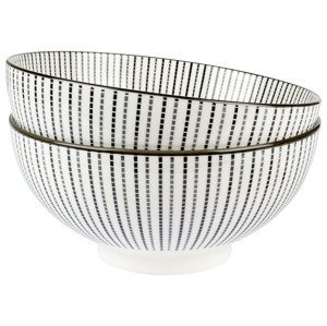 Sada Poke bowl, Ø 20 cm, 2dílná, pruhy/č