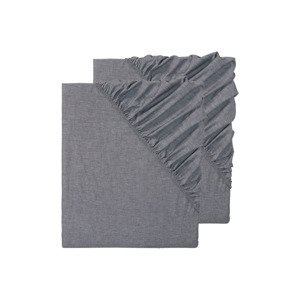 Sada napínacích prostěradel Chambray, 90-100 x 200 cm, 2dílná, tmavě šedá