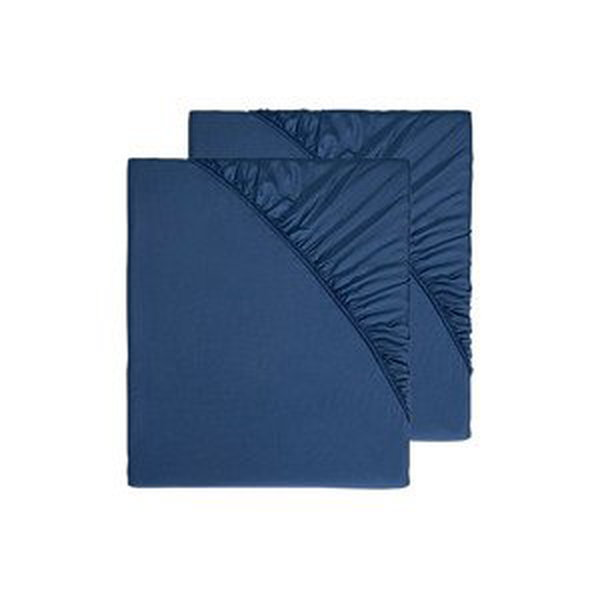 Sada saténových napínacích prostěradel, 90-100 x 200 cm, 2dílná, navy modrá