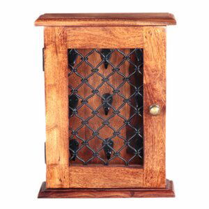 Skříňka na klíče Jali 30x40x10 z indického masivu palisandr / sheesham Tmavě medová