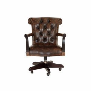 Kancelářská židle Chesterfield z pravé hovězí kůže Whisky