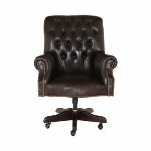 Kancelářská židle Chesterfield z pravé hovězí kůže Brown