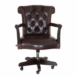 Kancelářská židle Chesterfield z pravé hovězí kůže New Red