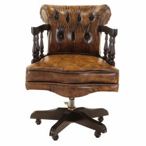 Kancelářská židle Chesterfield Admiral z pravé hovězí kůže Whisky