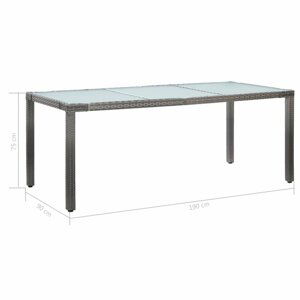 Zahradní stůl šedý polyratan / sklo Dekorhome 190x90x75 cm