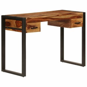 Psací stůl se 2 zásuvkami masivní dřevo / ocel Dekorhome Sheeshamové dřevo