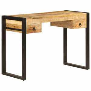 Psací stůl se 2 zásuvkami masivní dřevo / ocel Dekorhome