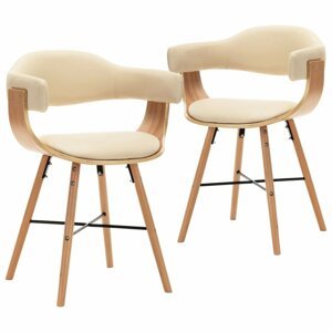 Jídelní židle 2 ks ohýbané dřevo / umělá kůže Dekorhome Krémová / světle hnědá