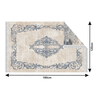 Oboustranný koberec s třásněmi GAZAN vzor / modrá Tempo Kondela 120x180 cm