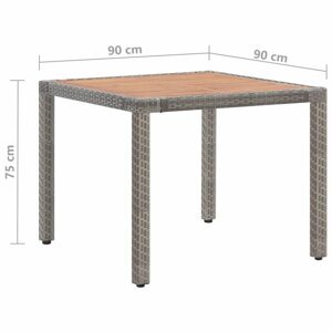 Zahradní stůl šedý polyratan / akácie Dekorhome 90x90x75 cm