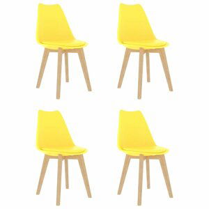 Jídelní židle 4 ks plast / umělá kůže / buk Dekorhome Žlutá