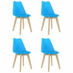 Jídelní židle 4 ks plast / umělá kůže / buk Dekorhome Modrá