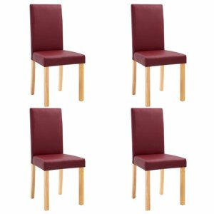 Jídelní židle 4 ks umělá kůže / dřevo Dekorhome Červená