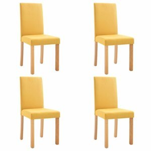 Jídelní židle 4 ks látka / kaučukovník Dekorhome Žlutá