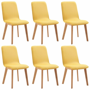 Jídelní židle 6 ks látka / dub Dekorhome Žlutá