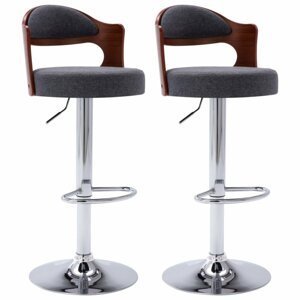 Barové židle 2 ks umělá kůže / dřevo / kov Dekorhome Tmavě šedá