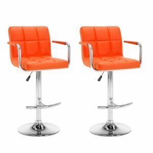 Barové židle 2 ks umělá kůže / kov Dekorhome Oranžová