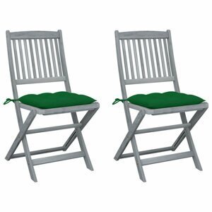 Skládací zahradní židle s poduškami 2 ks šedá Dekorhome Zelená