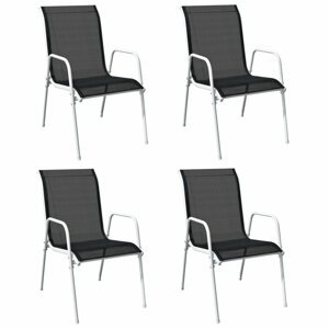 Stohovatelné zahradní židle 4 ks ocel / textilen Dekorhome Černá / šedá