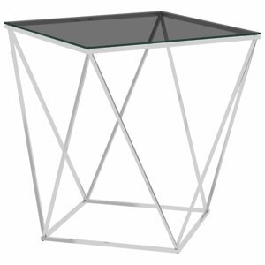 Konferenční stolek nerezová ocel / sklo Dekorhome Stříbrná