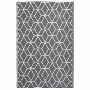 Venkovní koberec 121x180 cm Dekorhome Vzor grafika šedá / bílá