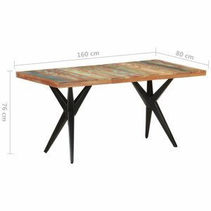 Jídelní stůl masivní dřevo / ocel Dekorhome 160x80x76 cm