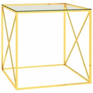 Konferenční stolek sklo / ocel Dekorhome Zlatá