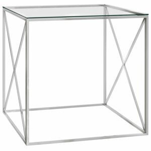 Konferenční stolek sklo / ocel Dekorhome Stříbrná