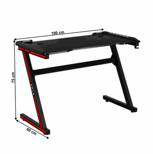 Herní stůl MACKENZIE s LED osvětlením černá / červená Tempo Kondela 100 cm