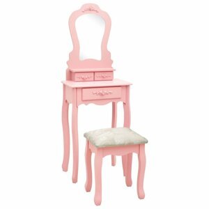 Toaletní stolek s taburetem Dekorhome Růžová