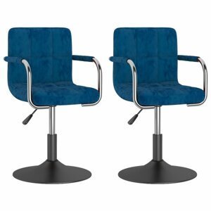 Otočná jídelní židle 2 ks samet / kov Dekorhome Modrá
