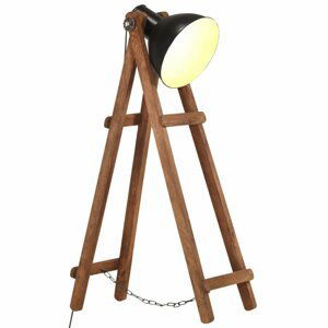 Stojací lampa kov / dřevo Dekorhome Černá