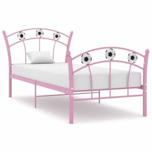 Dětská postel 90x200 kov Dekorhome Růžová