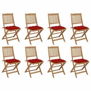 Skládací zahradní židle s poduškami 8 ks Dekorhome Červená
