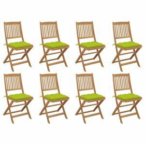 Skládací zahradní židle s poduškami 8 ks Dekorhome Světle zelená
