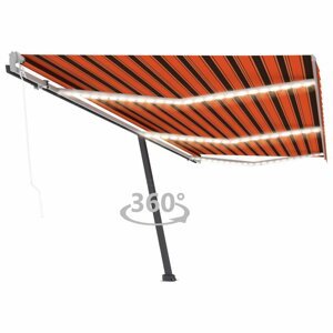 Automatická markýza s LED a senzorem větru 450x300 cm Dekorhome Hnědá / oranžová