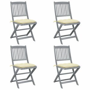 Skládací zahradní židle s poduškami 4 ks šedá Dekorhome Krémová