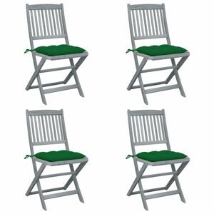 Skládací zahradní židle s poduškami 4 ks šedá Dekorhome Zelená