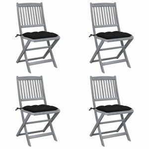 Skládací zahradní židle s poduškami 4 ks šedá Dekorhome Černá