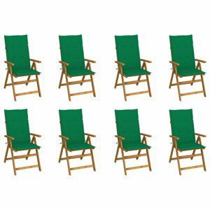 Skládací zahradní židle s poduškami 8 ks akácie / látka Dekorhome Tmavě zelená
