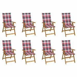 Skládací zahradní židle s poduškami 8 ks akácie / látka Dekorhome Bílá / červená