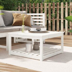 Zahradní stůl bílý 82,5 x 82,5 x 45 cm masivní borové dřevo