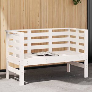 Zahradní lavice bílá 111,5 x 53 x 71 cm masivní borové dřevo