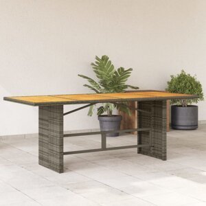 Zahradní stůl s akáciovou deskou šedý 190x80x74 cm polyratan