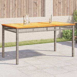 Zahradní stůl šedý 140 x 80 x 75 cm polyratan akáciové dřevo
