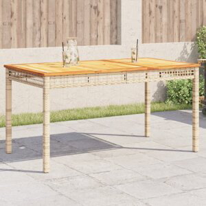 Zahradní stůl béžový 140 x 80 x 75 cm polyratan akáciové dřevo