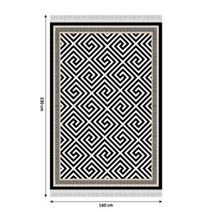 Koberec s třásněmi MOTIVE černobílá / vzor Tempo Kondela 160x230 cm