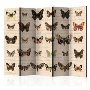 Paraván Retro Style: Butterflies Dekorhome 225x172 cm (5-dílný)